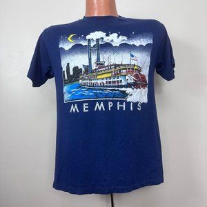 Vintage 1980s Memphis T-Shirt, Mississippi River Boat, Royal First Class Medium